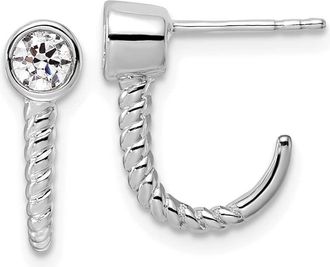 Diamond2Deal 14k Gold 1/3 ct Lab Grown Diamond J Hoop Earrings VS Clarity, D-E Color