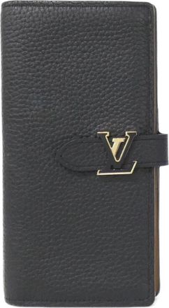 Louis Vuitton Black Leather Long Wallet (Bi-Fold) (Pre-Owned)