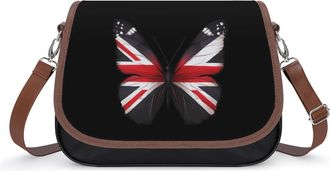 Generic Union Jack British England UK Flag Butterfly Fashion Womens Crossbody Bags Novelty Handbag Shoulder Bag Purse