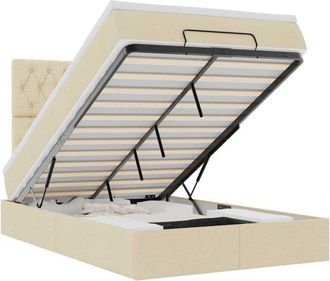 vidaXL Estructura De Cama Otomana Con Colch&oacute;n Tela Crema 120x200 Cm Vidaxl