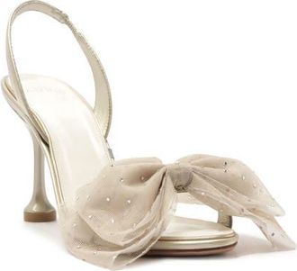 Alexandre Birman Isabelle Crystal Embellished Bow Slingback Sandal in Brut at Nordstrom, Size 11.5