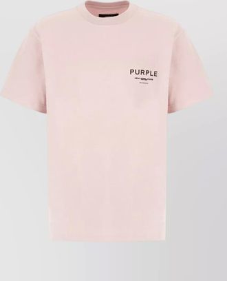 Purple cotton crew neck graphic print t-shirt