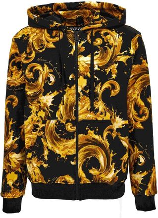 Versace Jeans Couture Sweater met ritssluiting - Heren - Vesten met rits - Zwart - M - Katoen - Hoodies & sweatvesten