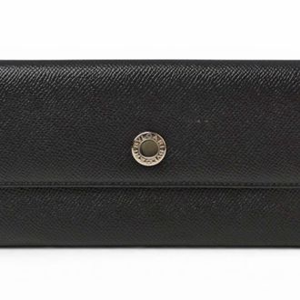 Bulgari Black Leather Long Wallet (Bi-Fold) (Pre-Owned)