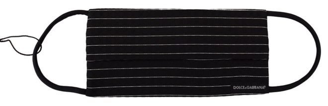 Striped Silk-Polyester Face Mask - Black