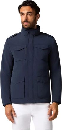 Brooks Brothers Waterafstotend Field Jacket met Peach Touch - Heren - Zomerjassen - Blauw - S - Polyester - Jassen