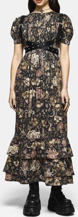 Disturbia Triple Goddess Tiered Shirred Maxi Dress in Black at Nordstrom, Size 10