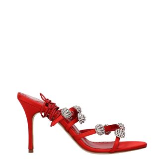 Manolo Blahnik Damens Satinsandalen Rot/Leuchtend Rot