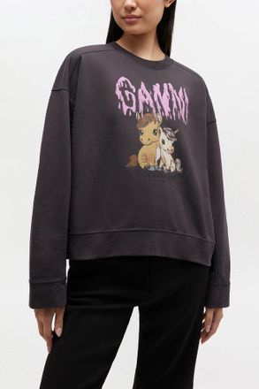 Ganni Mixed Grey Isoli Jersey Sweatshirt - Size XXS Organic Cotton