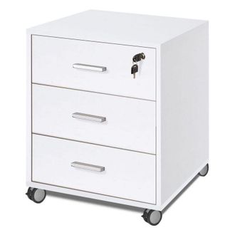 OEM Cajonera De Oficina Con Tres Cajones Con Ruedas Blanco Fresno 50x41x H70 Cm