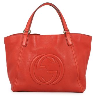 Gucci Champagne Gold Orange Leather Handbag Tote Bag (Pre-Owned)