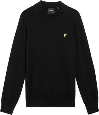 Lyle & Scott Truien & Vesten, Heren, Zwart, XL, Katoen, Mid Knits Katoen Merino Voetbal Kraag Trui