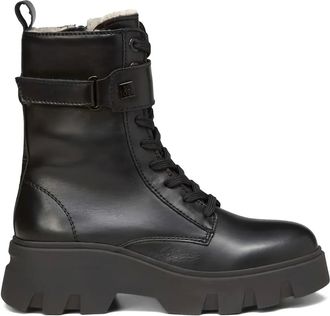 Marc O'Polo Liliam laarzen met chunky zool en veters - Zwart