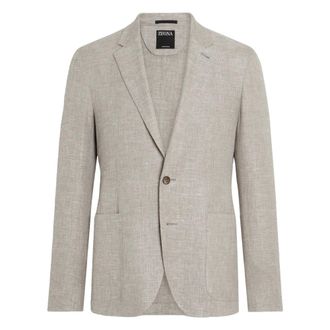 Ermenegildo Zegna Blazers, male, Beige, XL, Luxury Linen Wool Silk Jacket