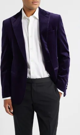 Jack Victor Erie Purple Stretch Velvet Dinner Jacket in Plum at Nordstrom, Size 48 Regular