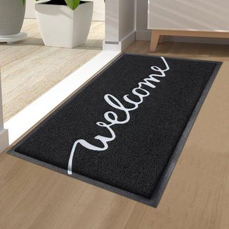 OEM Dailygoods, Felpudo Homaxy Home Para Interiores Y Exteriores, Antideslizante, Atrapa La Suciedad, Lavable, Entrada, Jard&iacute;n, 40 X 60 Cm, Negro