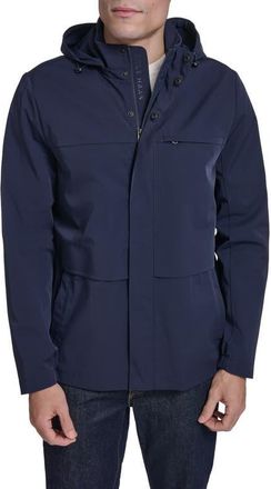 Cole Haan Hooded Windbreaker Jacket in Navy at Nordstrom, Size X-Large