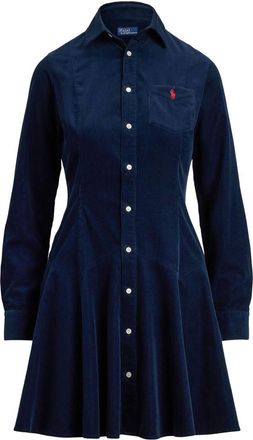 Ralph Lauren Navy Blue Corduroy Shirt Mini Dress