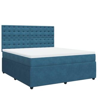 vidaXL Vidaxl - Cama Box Spring Con Colch&oacute;n Terciopelo Azul 180x200 Cm