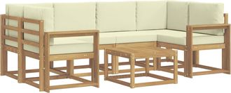 vidaXL Conjunto De Sof&aacute;s De Exterior 7 Uds. Blanco Y Crema Vidaxl
