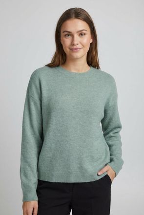 Vila Strickpullover VILA VILIGA L/S O-NECK KNIT TOP - NOOS, Damen, Gr. XL, blau surf detail:melange, Strick, Obermaterial: 97% Polyester, 3% Elasthan, meli