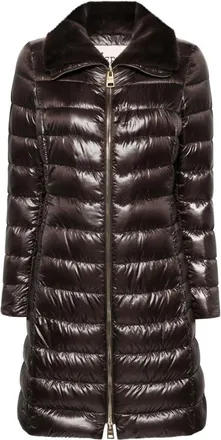 Herno faux-fur collar puffer coat - women - Polyamide/Polyester/Polyamide/Feather Down - 42 - Brown