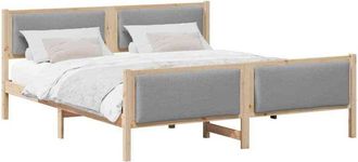 vidaXL Estructura De Cama Con Cabecera Gris Claro 200 X 200 Cm Tela Vidaxl