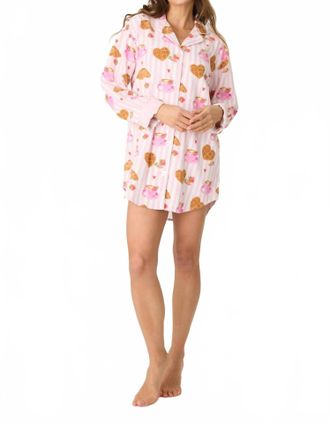 PJ Salvage Classic Fit Flannel Nightshirt In Brunch Club