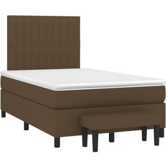 vidaXL Cama Box Spring Con Colch&oacute;n Tela Marr&oacute;n Oscuro 120x190 Cm Vidaxl