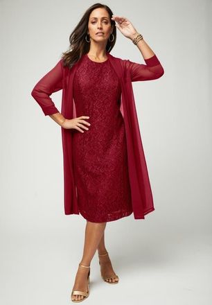 Jessica London 2 Piece Lace Jacket Dress in Rich Burgundy at Nordstrom, Size 16