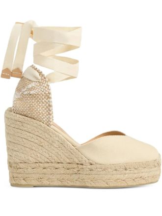 Castaner Chiara wedge-platform heeled espadrille - women - Cotton/Calf Leather/Rubber - 38 - Neutrals