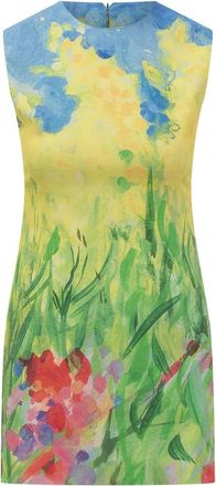 Msgm Yellow Printed Crew Neck Dress