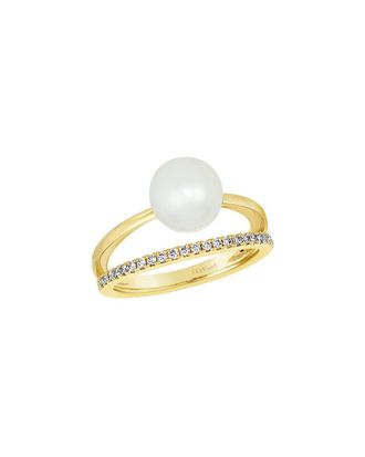 Le Vian Vanilla Pearls 14K 0.16 Ct. Tw. Diamond & Fresh Water Pearl & 8-9Mm Pearl Cocktail Ring