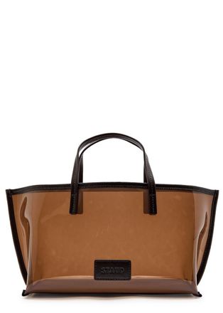 Staud Christos Mini Leather and Pvc Tote - Dark Brown - One Size