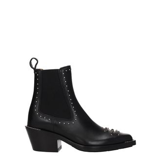 Chlo&eacute; Black Leather Ankle Womens Boots