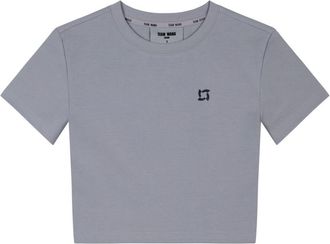Team Wang x Chuang Asia logo-print cropped T-shirt - women - Spandex/Elastane/Cotton - 1 - Grey