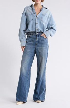Good American Denim Shirt Jumpsuit in Indigo796 at Nordstrom Rack, Size Small