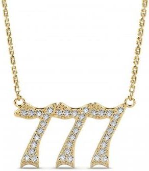 Allurez Diamond Lucky Number 777 Pendant Necklace 14K Yellow Gold (0.28ct)
