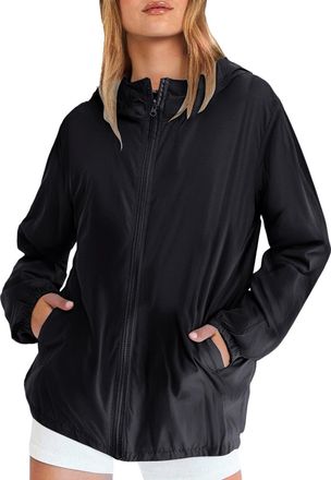 Generic lightweight raincoat women plus size Solid Color ladies waterproof jackets with hood Fashion Full Zip trench coats Outdoor Long Sleeve womens hiking j