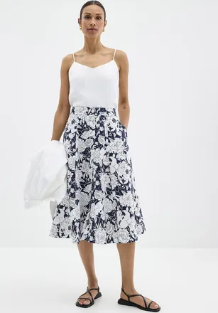 Lauren Ralph Lauren Womens Contrasting garden buttoned midi skirt