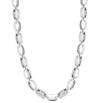 Pompeii3 Mens Polished Steel Clasp Single Tone 8mm Flexible Link 24 Chain