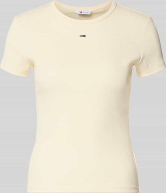 Tommy Jeans Slim Fit T-Shirt aus Baumwoll-Mix in GELB, Gr&ouml;&szlig;e XL