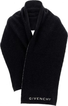 Givenchy Logo-Embroidered Wool Scarf - Black