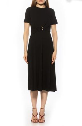 Alexia Admor Xi Gathered Waist Midi Dress in Black at Nordstrom Rack, Size X-Large