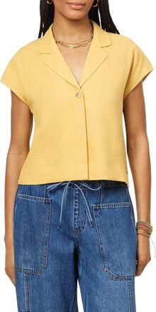 Scotch & Soda Short Sleeve Linen Blend Button-Up Top in Ochre at Nordstrom Rack, Size X-Small