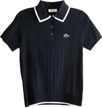Lacoste ribbed-knit polo shirt - Blauw