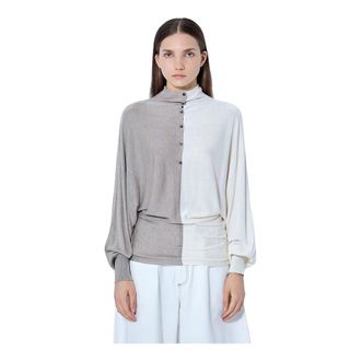 Jacquemus Tops, Dames, Beige, M, Leer, Le Losange Gebreide Polo