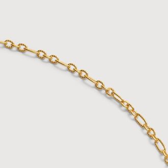 Monica Vinader Gold Textured Link Chain Necklace 22