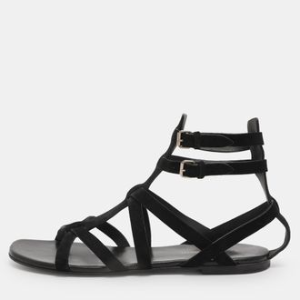 Saint Laurent Black Suede Gladiator Sandals Size 38