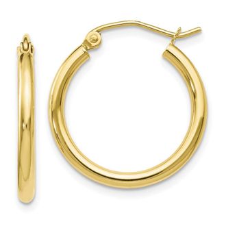 Diamond2Deal 10K Yellow Gold Round Hinged Hoop Earrings